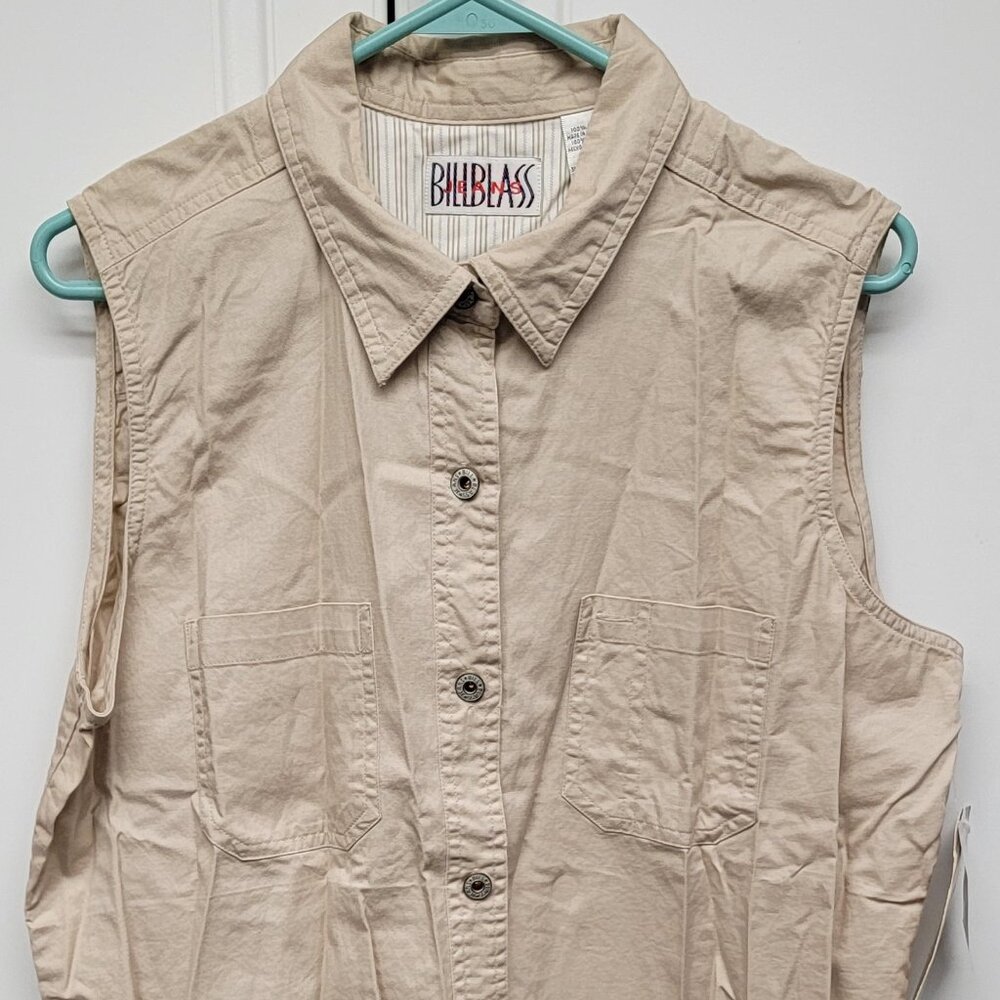 NWT Bill Blass Sleeveless Tan Blouse Size L